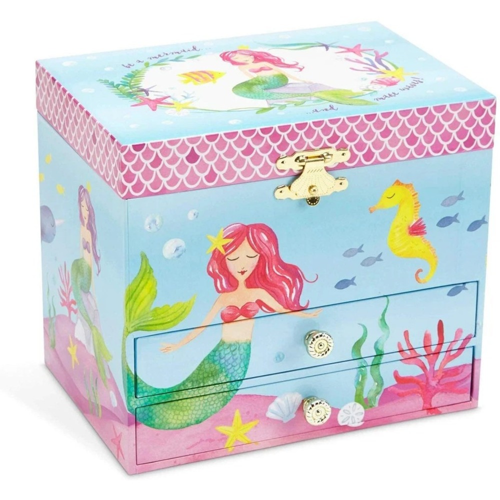 Little Girls Musical Jewelry Box 3 Drawers, Mermaid Design Gifts for‎ Girls